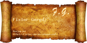 Fixler Gergő névjegykártya